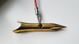 brass penetrator harpoon dart rigged on Dyneema rope
