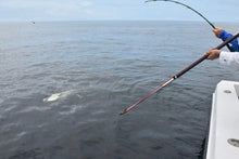 Load image into Gallery viewer, 2-pc 8-ft Money-shot Commercial Harpoon 1” Plain Solid 6061T Hard Anodized Aluminum Handle, 12” Stainless Steel Dart Shaft Bronze Lily Dart on Dyneema Rope Dart Rigging, No Shackle Commercial 2 pc aluminum handle bronze dart